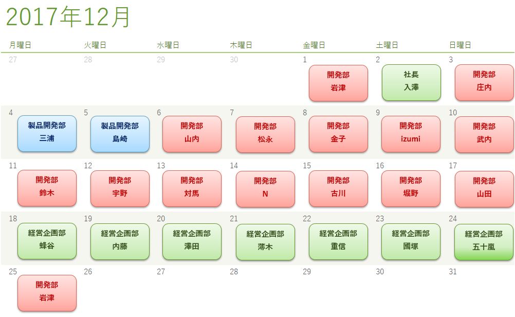 担当スケジュール
